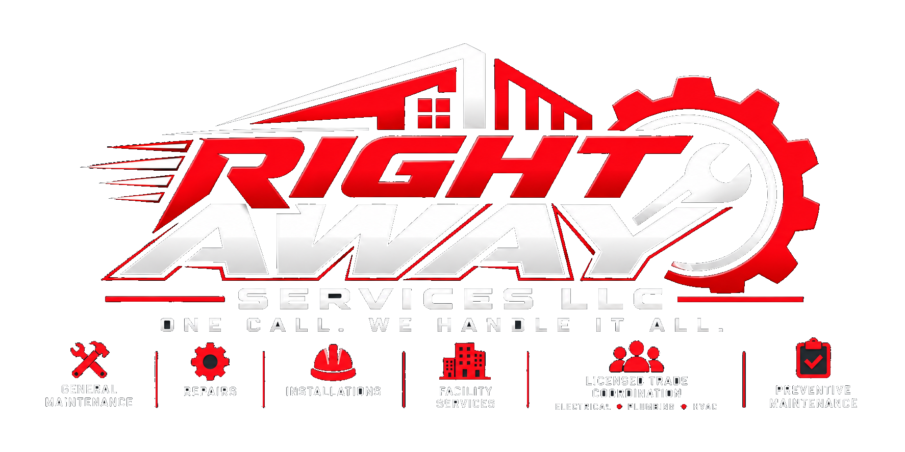 Right Away Services LLC logo - general maintenance, repairs, installations, facility services, licensed trade coordination, and preventive maintenance